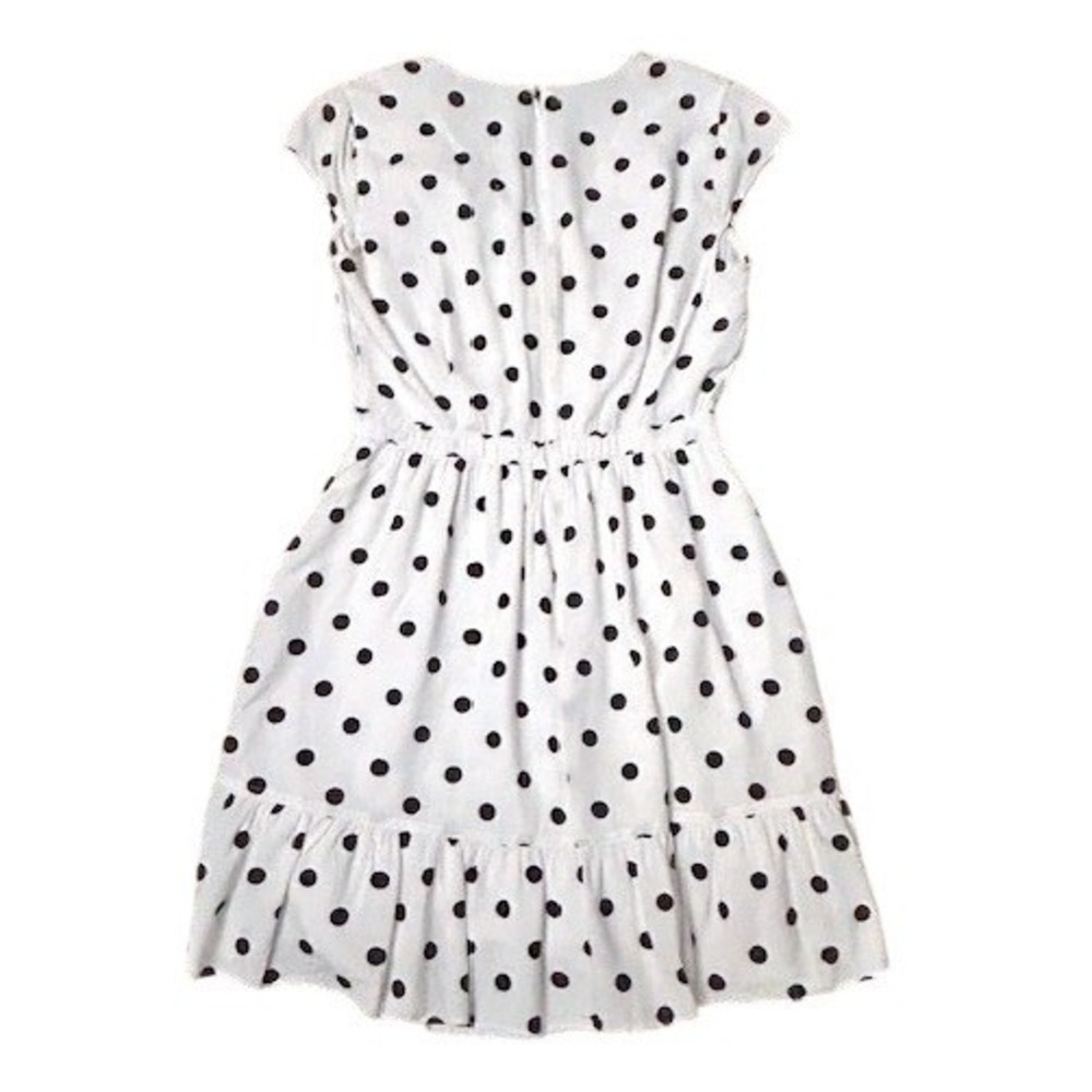 J.Crew Polka Dot Faux Wrap Mini Dress White Navy Blue Preppy Retro Vibe Size 2 - Picture 3 of 13